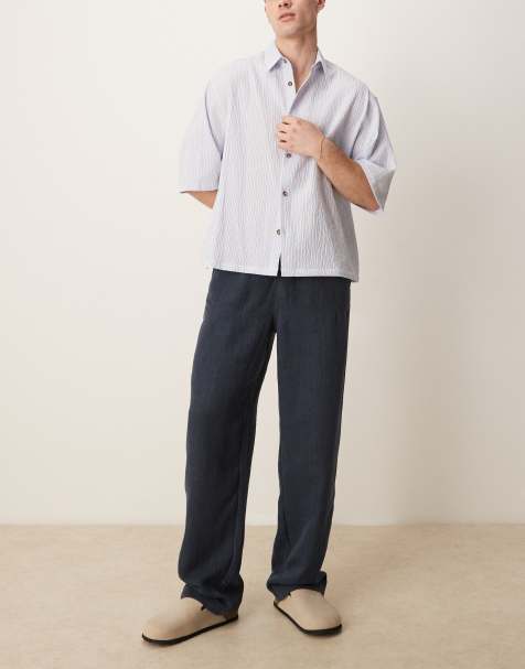 ASOS DESIGN baggy trouser with drawstring in navy
