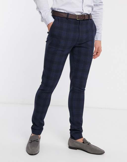 ASOS DESIGN – Granatowy garnitur w kratę o bardzo obcisłym kroju, 3 z 3