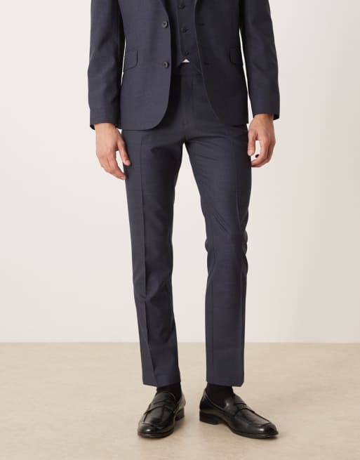 ASOS DESIGN – Granatowy zestaw garniturowy o dopasowanym kroju z drobną fakturą, 3 z 4