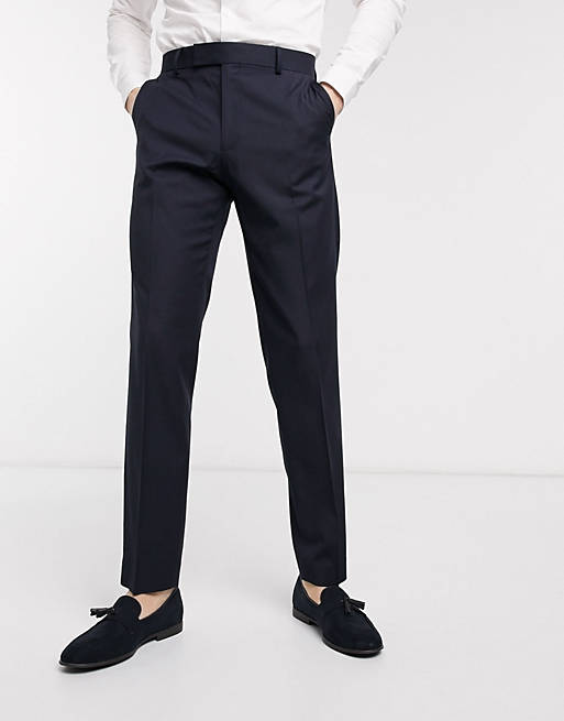 ASOS DESIGN – Granatowe spodnie garniturowe o obcisłym kroju