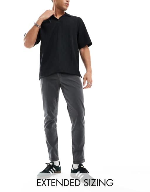 ASOS DESIGN – Granatowe sprane dopasowane chinosy