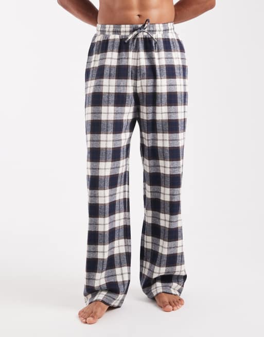 ASOS DESIGN – Granatowe szczotkowane spodnie dresowe w kratkę, 2 z 4