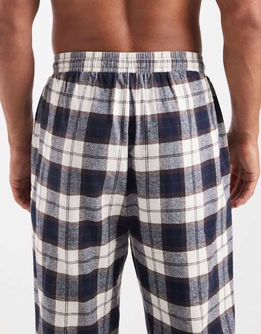 ASOS DESIGN – Granatowe szczotkowane spodnie dresowe w kratkę, 3 z 4