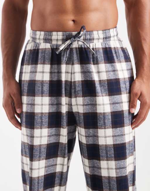 ASOS DESIGN – Granatowe szczotkowane spodnie dresowe w kratkę, 4 z 4