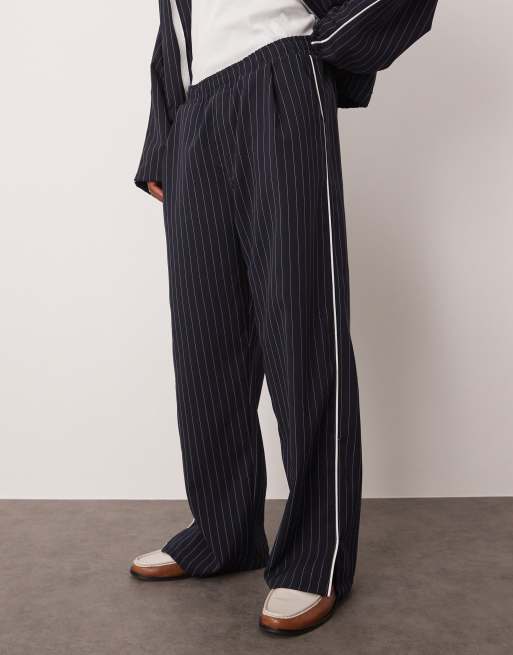 ASOS DESIGN – Granatowe szerokie spodnie dresowe, część zestawu, 3 z 5