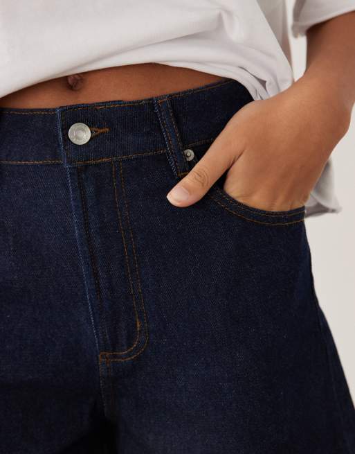 ASOS DESIGN – Granatowe szorty jeansowe z podwyższonym stanem, 4 z 5