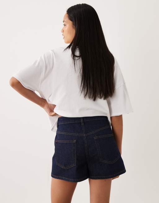 ASOS DESIGN – Granatowe szorty jeansowe z podwyższonym stanem, 5 z 5