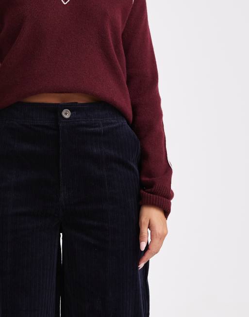 ASOS DESIGN – Granatowe sztruksowe spodnie z szerokimi nogawkami, 3 z 5