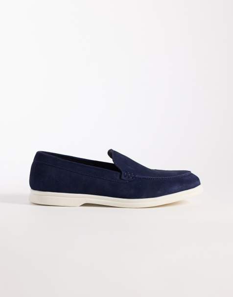 ASOS DESIGN – Granatowe zamszowe loafersy z białą podeszwą - view 1