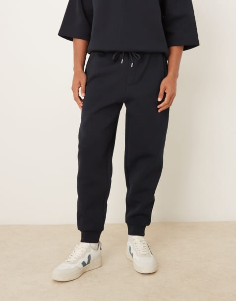 ASOS DESIGN – Granatowe zwężane joggersy z materiału w stylu scuba - view 1