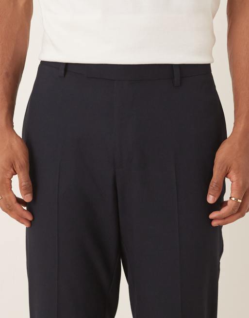 ASOS DESIGN – Granatowe zwężane spodnie garniturowe, 4 z 5