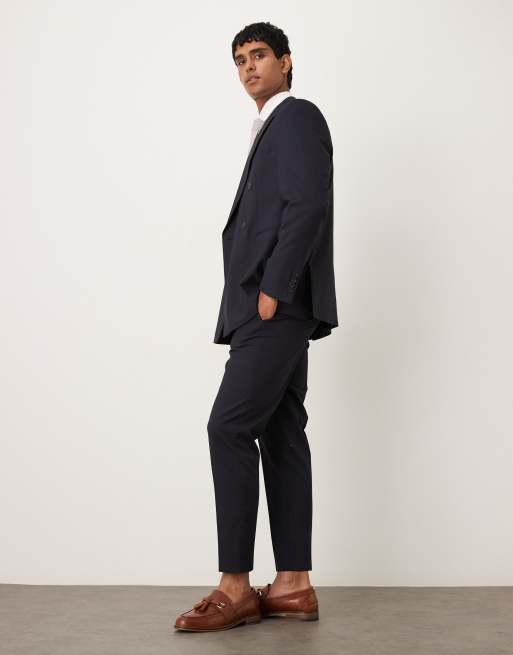 ASOS DESIGN – Granatowe zwężane spodnie garniturowe, 3 z 5
