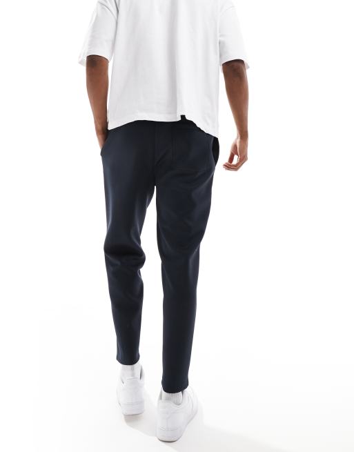 ASOS DESIGN – Granatowe zwężane spodnie z materiału w stylu scuba, 3 z 5