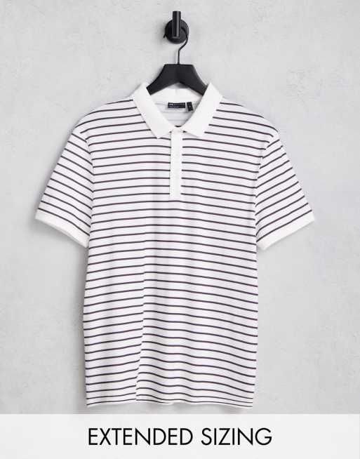ASOS DESIGN – Granatowo-biały T-shirt z kołnierzykiem w paski