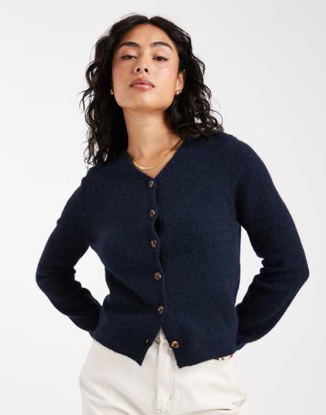 ASOS DESIGN v neck fitted cardigan in navy