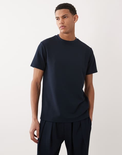 ASOS DESIGN – Granatowy gruby i fakturowany elegancki T-shirt o regularnym kroju, część zestawu - view 1
