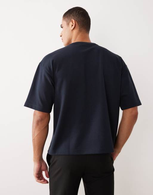 ASOS DESIGN – Granatowy gruby i miękki T-shirt oversize o pudełkowym kroju, 3 z 5