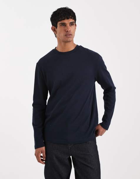 ASOS DESIGN heavyweight relaxed long sleeve t-shirt in navy 