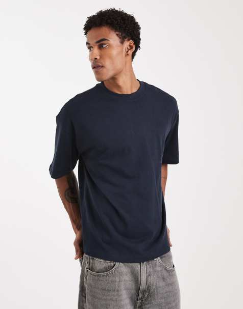 ASOS DESIGN – Granatowy gruby T-shirt pudełkowy oversize - view 1