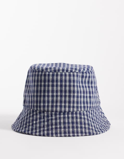 ASOS DESIGN – Granatowy kapelusz typu bucket w kratę - view 1