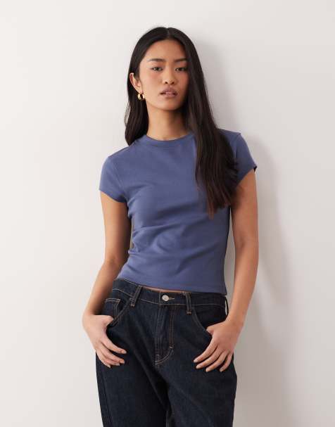 ASOS DESIGN – Granatowy, krótki, dopasowany T-shirt, w stylu lat 90. - view 1