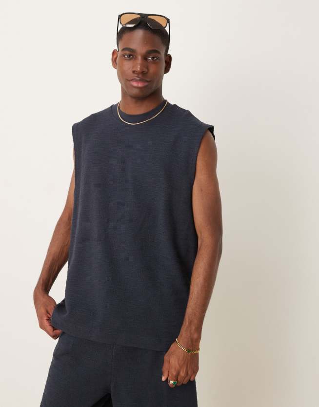 ASOS DESIGN – Granatowy podkoszulek z materiału bouclé, część zestawu