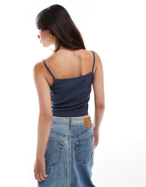 ASOS DESIGN – Granatowy podkoszulek z surowym wykończeniem, 4 z 4