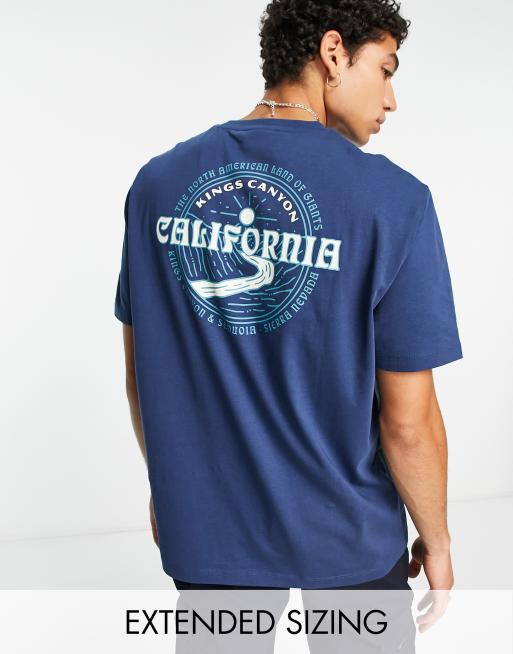 ASOS DESIGN – Granatowy T-shirt o luźnym kroju z napisem California z tyłu