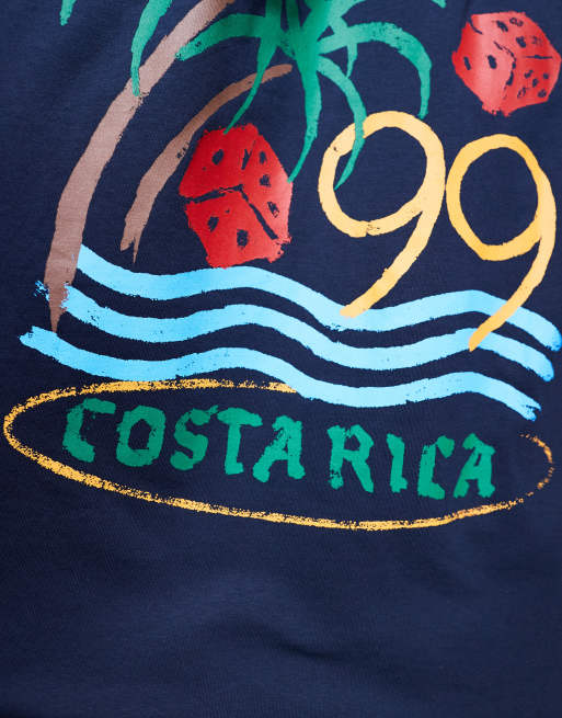 ASOS DESIGN – Granatowy T-shirt oversize z letnią grafiką , 2 z 4