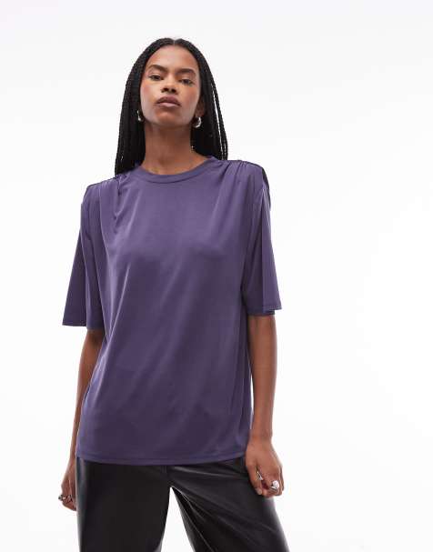 ASOS DESIGN – Granatowy T-shirt oversize z modalu z poduszkami na ramionach - view 1