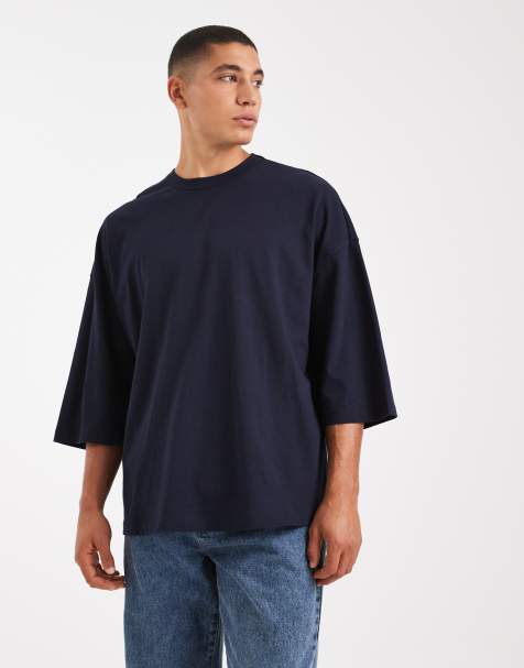 ASOS DESIGN – Granatowy T-shirt oversize z obniżoną linią ramion - view 1