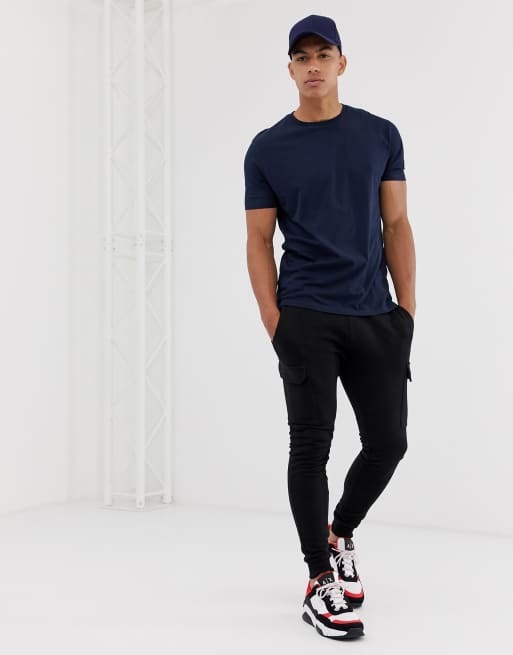 ASOS DESIGN –Granatowy T-shirt z okrągłym dekoltem, 4 z 4