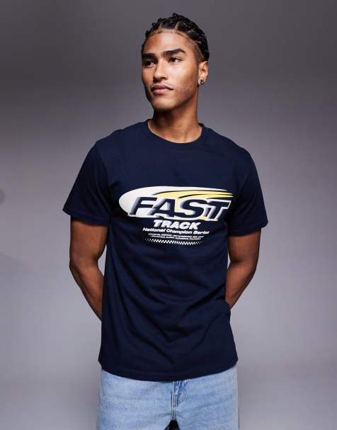 ASOS DESIGN – Granatowy T-shirt ze sportową grafiką - view 1