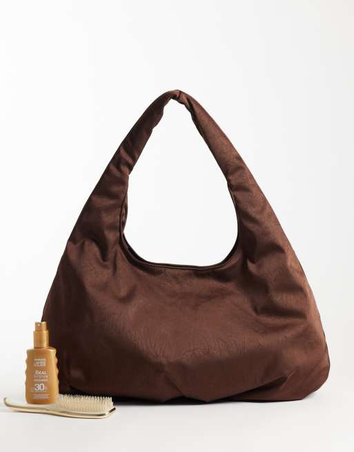 ASOS DESIGN - Grand cabas en satin - Chocolat, 2 de 4