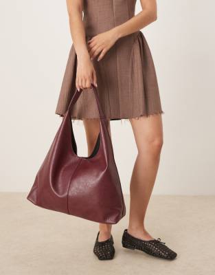 ASOS DESIGN - Grand cabas incurvé - Rouge cerise | ASOS