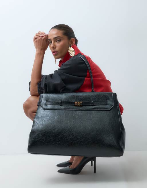 ASOS DESIGN - Grand sac cabas avec boucle - Noir, 4 de 4