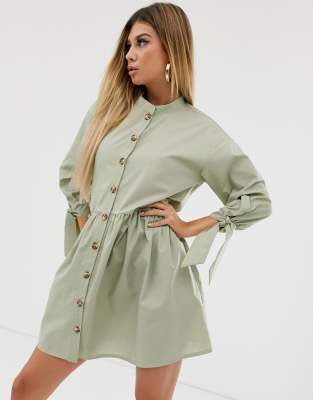 button up smock dress