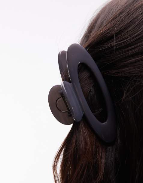 ASOS DESIGN - Grande pince à cheveux ovale - Gris foncé - view 1