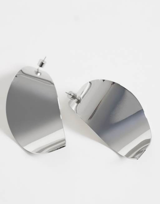 ASOS DESIGN grandes boucles d'oreilles abstraites argentées, 3 de 5