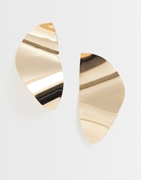 ASOS DESIGN - Grandes boucles d'oreilles abstraites - Doré - view 1