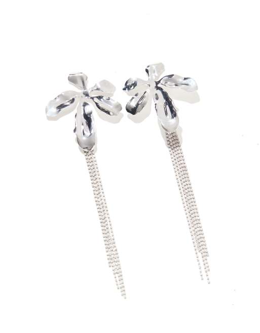 ASOS DESIGN - Grandes boucles d'oreilles avec cristaux en cascade - Argenté, 2 de 3