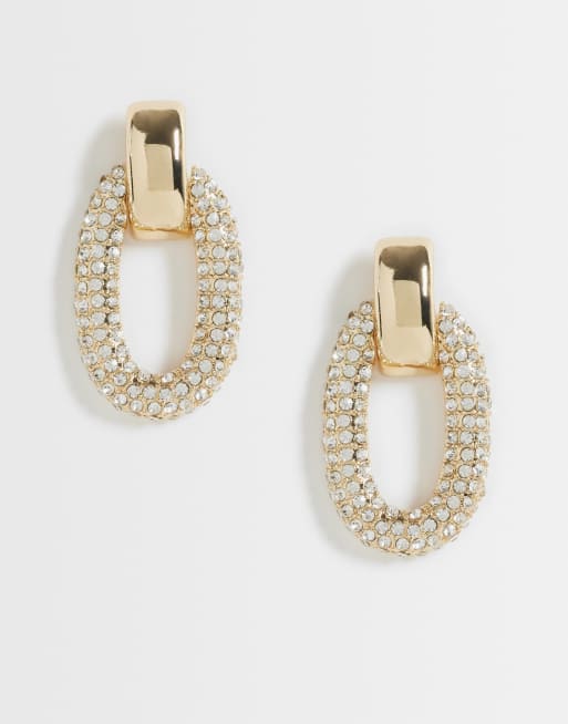 ASOS DESIGN grandes boucles d’oreilles créoles à détail strass finition dorée, 3 de 4