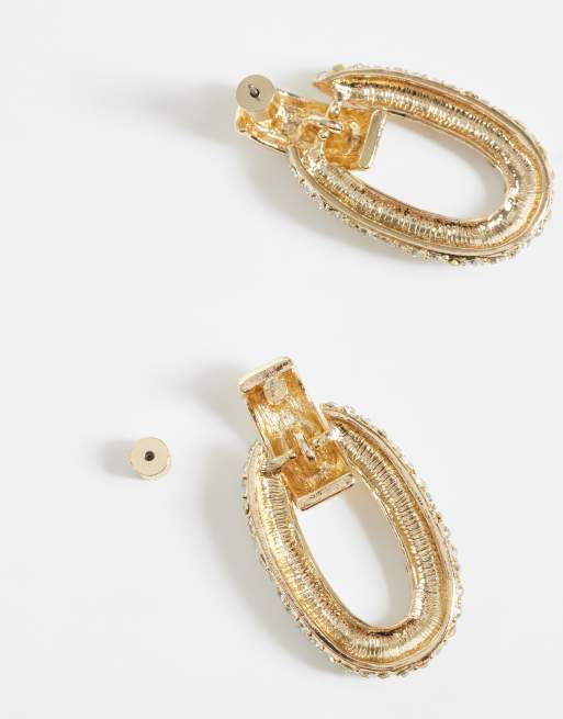 ASOS DESIGN grandes boucles d’oreilles créoles à détail strass finition dorée, 4 de 4