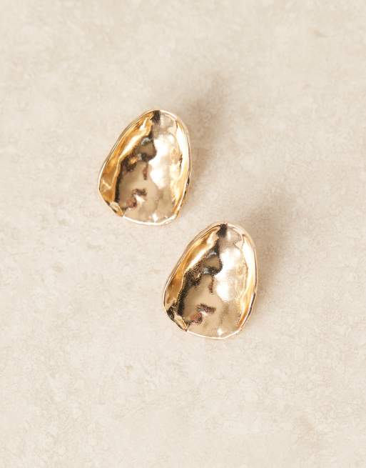 ASOS DESIGN - Grandes boucles d'oreilles ovales et incurvées - Doré martelé, 2 de 3