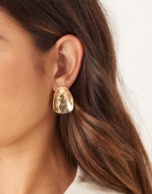 ASOS DESIGN - Grandes boucles d'oreilles ovales et incurvées - Doré martelé, 3 de 3