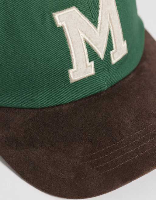 ASOS DESIGN  graphic cap in green with brown faux suede peak, 3 of 3