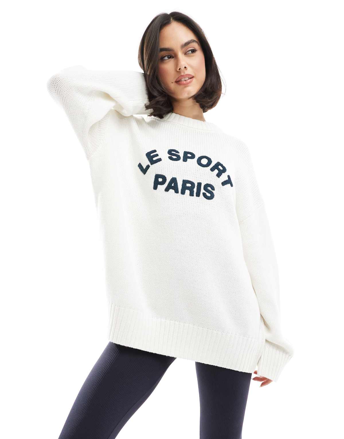 ASOS DESIGN graphic oversized jumper with logo in cream