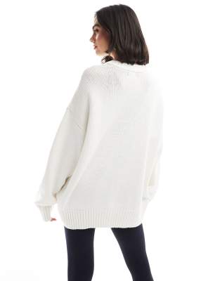 Asos Design Graphic Oversized Sweater With Logo In White
