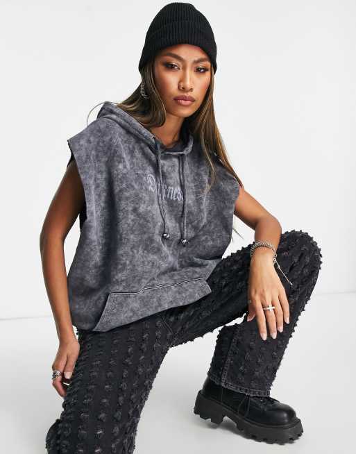 Graphic sleeveless outlet hoodie