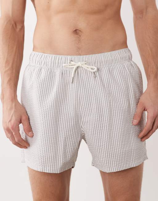 ASOS DESIGN – Grårandiga, korta badshorts i bäckebölja, 4 av 5